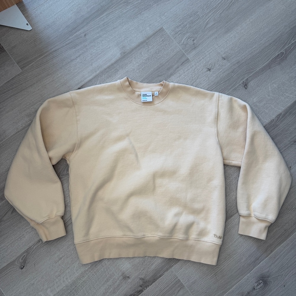 Aritzia TNA SweatFleece Marcona Beige Crewneck Sweatshirt Womens Small